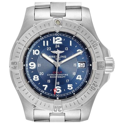 Breitling Colt Quartz Blue Dial Stainless Steel Mens Watch A74380